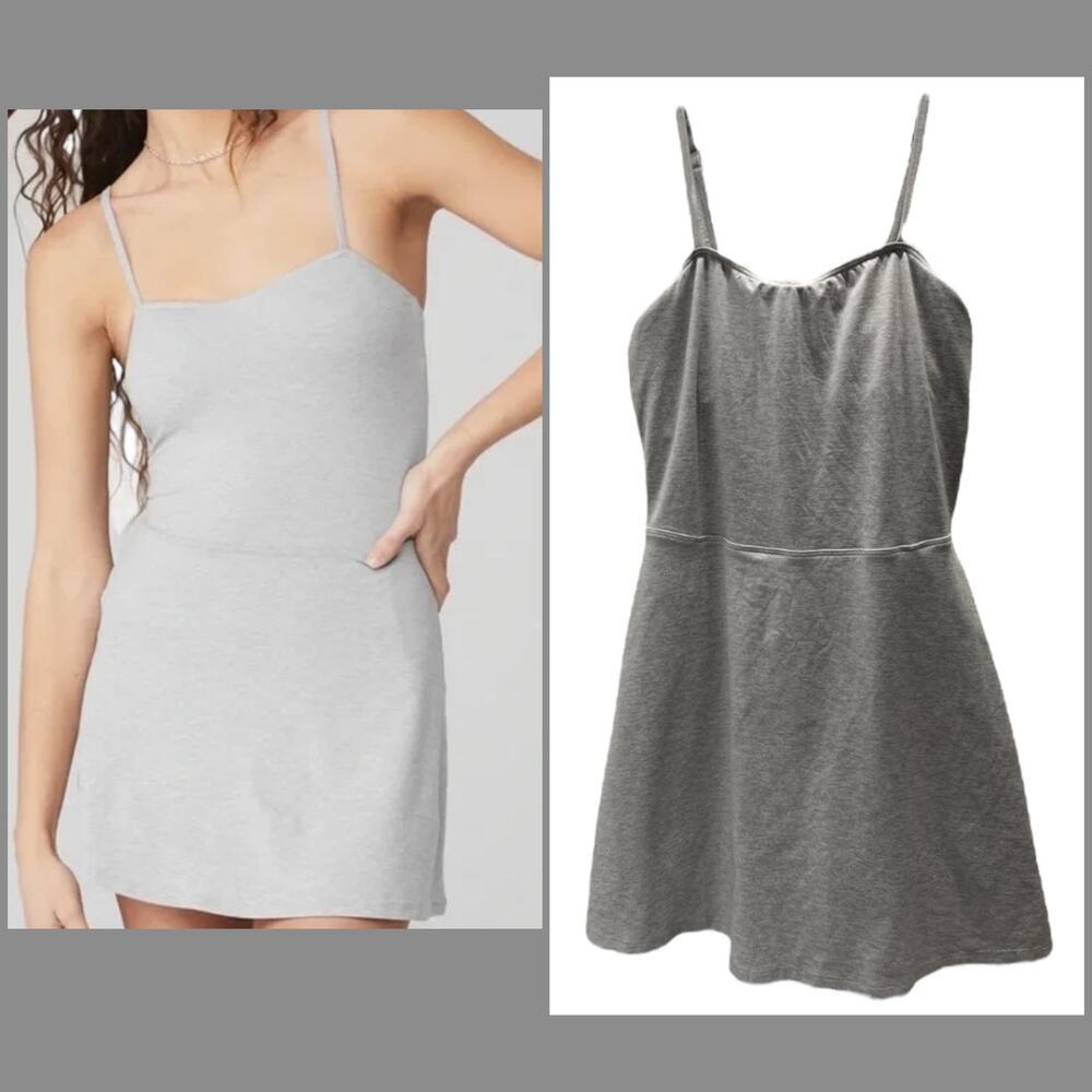 Alo Yoga Courtside Tennis Dress Heather Gray Athletic Fit & Flare‎ Gym Size Med